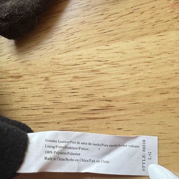 Vintage Aris Isotoner Thinsulate Suede Leather Gloves, Fleece Lined Brown, Large - Picture 6 of 7